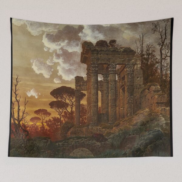 Item preview, Ferdinand Knab Evening Landscape with Ancient Temple Ruins designed and sold by Vintage Designs +.
