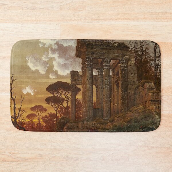 Item preview, Ferdinand Knab Evening Landscape with Ancient Temple Ruins designed and sold by Vintage Designs +.