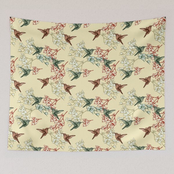 Item preview, Seamless pattern of hummingbirds flying in the garden designed and sold by Rômulo Queiroz.