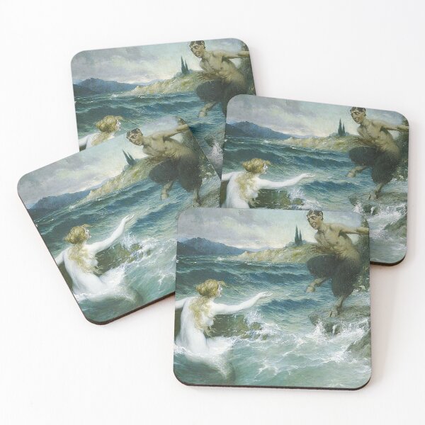 Item preview,  Mermaid Tempting a Satyr into the Water - Ferdinand Leeke designed and sold by Vintage Designs +.