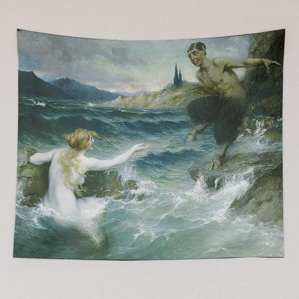 Item preview,  Mermaid Tempting a Satyr into the Water - Ferdinand Leeke designed and sold by Vintage Designs +.