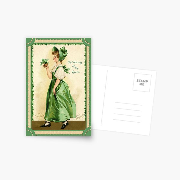 Item preview, St. Patrick's Day Wearing of The Green Vintage Postcard designed and sold by dearvintagepost.
