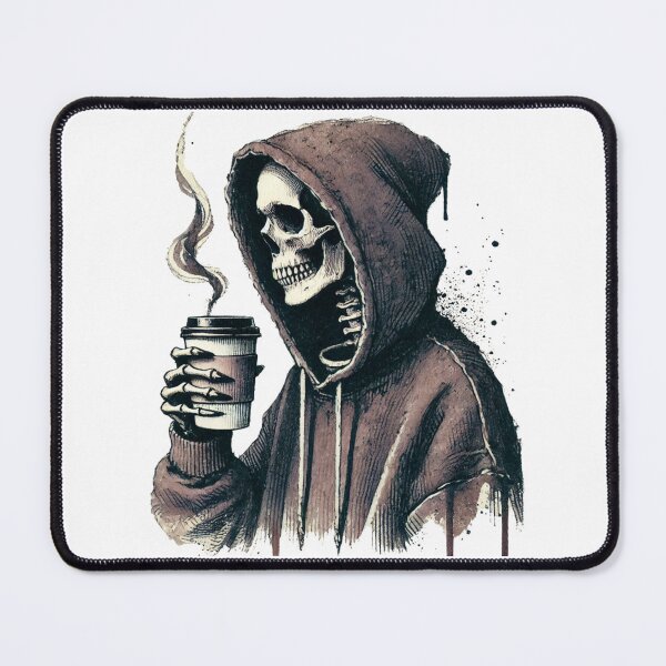 Item preview, Hooded Skeleton Sipping Coffee in Macabre Style designed and sold by KaanSongwut.