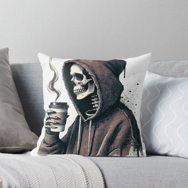 Item preview, Hooded Skeleton Sipping Coffee in Macabre Style designed and sold by KaanSongwut.