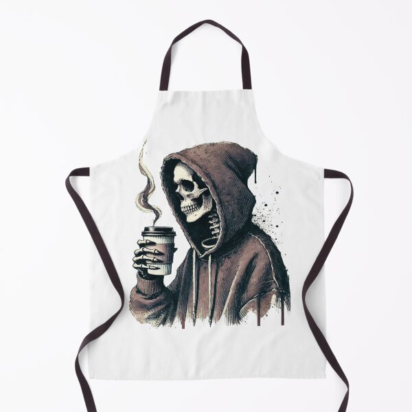 Item preview, Hooded Skeleton Sipping Coffee in Macabre Style designed and sold by KaanSongwut.