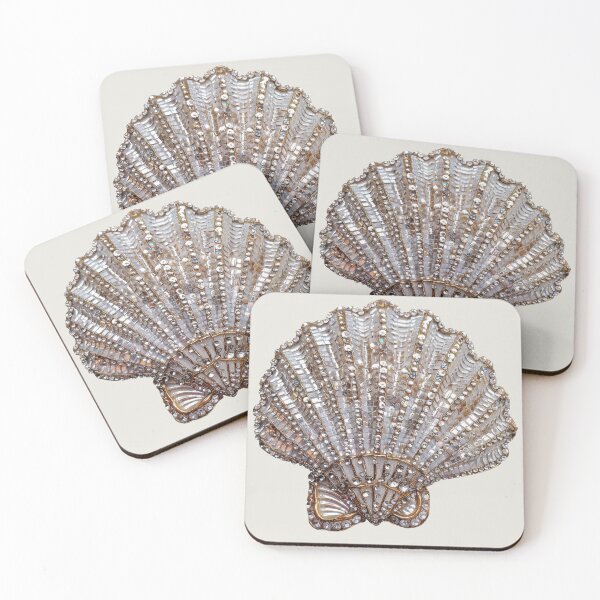 Item preview, sequin sea shell beige summer aesthetic designed and sold by Creative Brat Design Studio.