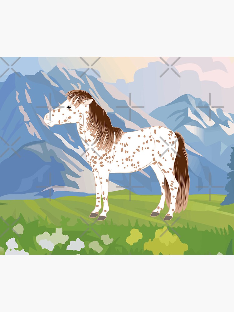 Aperçu 5 sur 5. Tapis de souris avec l'œuvre Cheval Falabella, cheval miniature, cheval tacheté avec paysage, races de chevaux d'Argentine créée et vendue par WebEquitation.