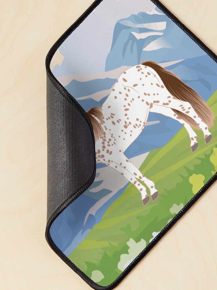 Aperçu 2 sur 5. Tapis de souris avec l'œuvre Cheval Falabella, cheval miniature, cheval tacheté avec paysage, races de chevaux d'Argentine créée et vendue par WebEquitation.