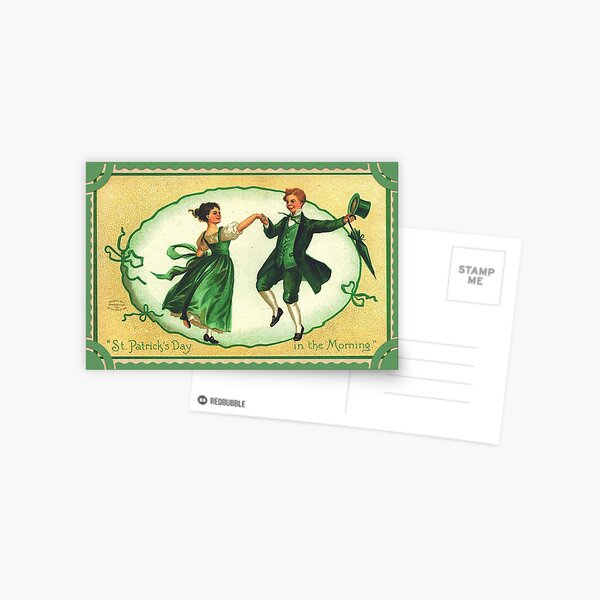 Item preview, St. Patrick's Day Dancing Couple Vintage Image Postcard designed and sold by dearvintagepost.
