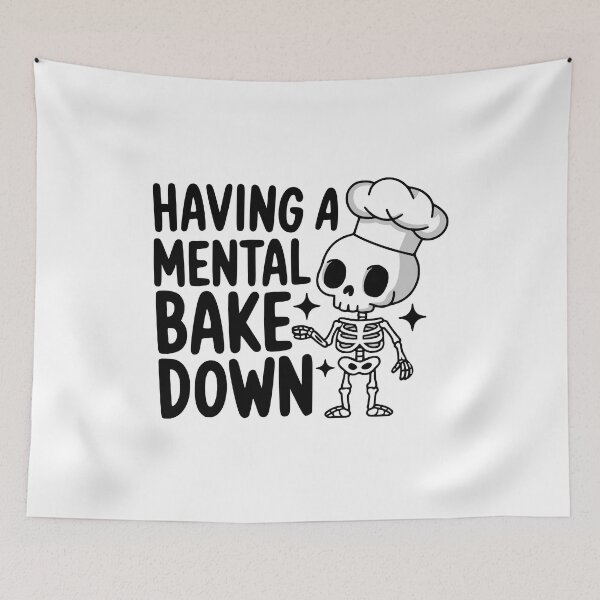 Item preview, Having A Mental Bake Down! Cute Skeleton Chef Pun designed and sold by PMCreative.