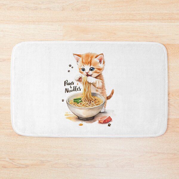 Item preview, Paws Noodles Cat Art - Cute Kitten Eating Ramen,  designed and sold by Kina-design.