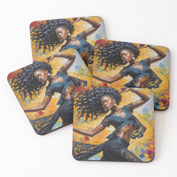 Item preview, Dancing Black Girl In Black Lace With Colorful Background designed and sold by CarrollGene.