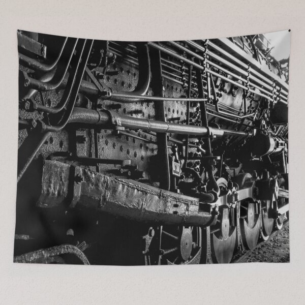 Item preview, Veins of Steel: Black and White Industrial Steam Locomotive Photography designed and sold by 549 Designs.