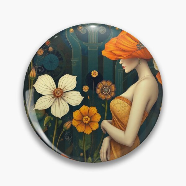 Item preview,  Lady in a Beautiful Flower Garden painting inspired by Gustav Klimt designed and sold by Vintage Designs +.