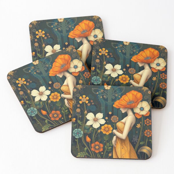 Item preview,  Lady in a Beautiful Flower Garden painting inspired by Gustav Klimt designed and sold by Vintage Designs +.
