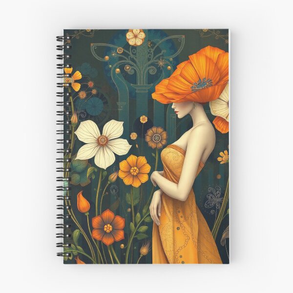 Item preview,  Lady in a Beautiful Flower Garden painting inspired by Gustav Klimt designed and sold by Vintage Designs +.