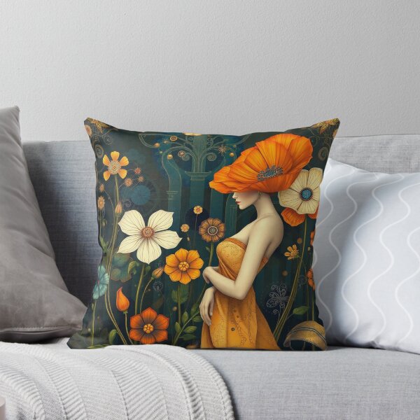 Item preview,  Lady in a Beautiful Flower Garden painting inspired by Gustav Klimt designed and sold by Vintage Designs +.