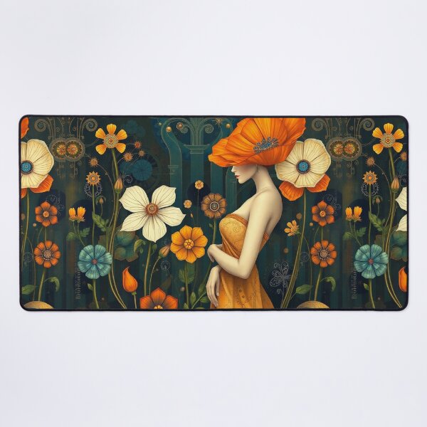 Item preview, Lady in a Beautiful Flower Garden painting inspired by Gustav Klimt designed and sold by Vintage Designs +.