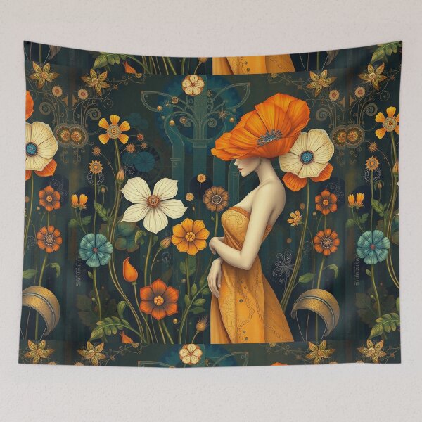 Item preview,  Lady in a Beautiful Flower Garden painting inspired by Gustav Klimt designed and sold by Vintage Designs +.