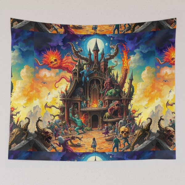Item preview, The Dark Castle of Satan in Hell a Hellscape cool design designed and sold by Vintage Designs +.