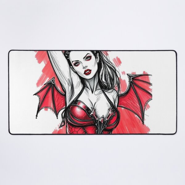 Item preview, Hot pretty Vampire demon fantasy punk horror Girl illustration designed and sold by Vintage Designs +.