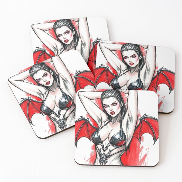 Item preview, Hot pretty Vampire demon fantasy punk horror Girl illustration designed and sold by Vintage Designs +.