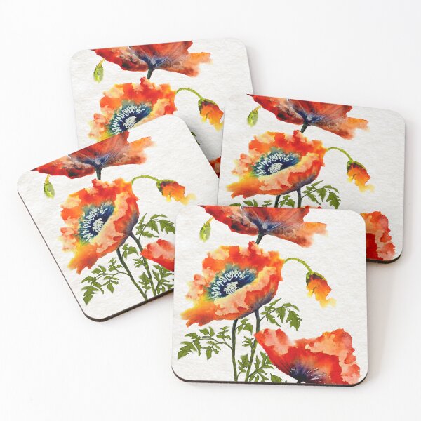 Item preview, RED POPPIES WATERCOLOR WALL ART designed and sold by Danicus666.