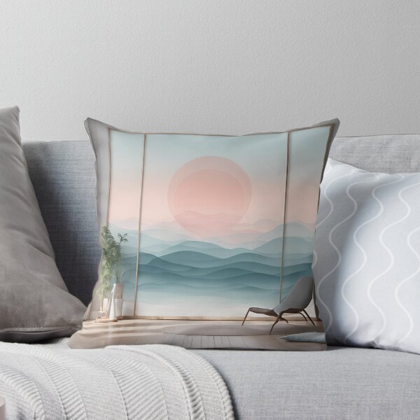 Item preview, Modern Interior with Serene Pastel Mountain Mural Wall Art designed and sold by Eman Abou Ghazy.