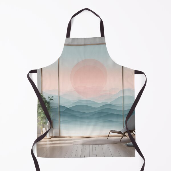 Item preview, Modern Interior with Serene Pastel Mountain Mural Wall Art designed and sold by Eman Abou Ghazy.