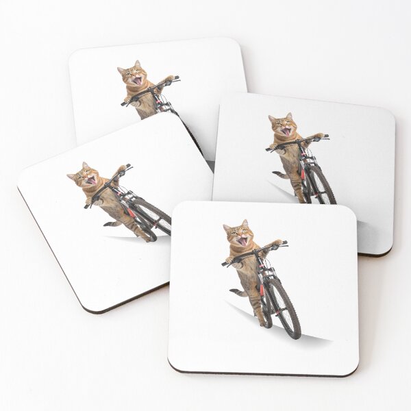 Item preview, "Cat Riding a Bicycle" Men's T-Shirt – Fun Kitten Wheelie Graphic & Eco-Friendly Fashion designed and sold by Colorful-Garden.