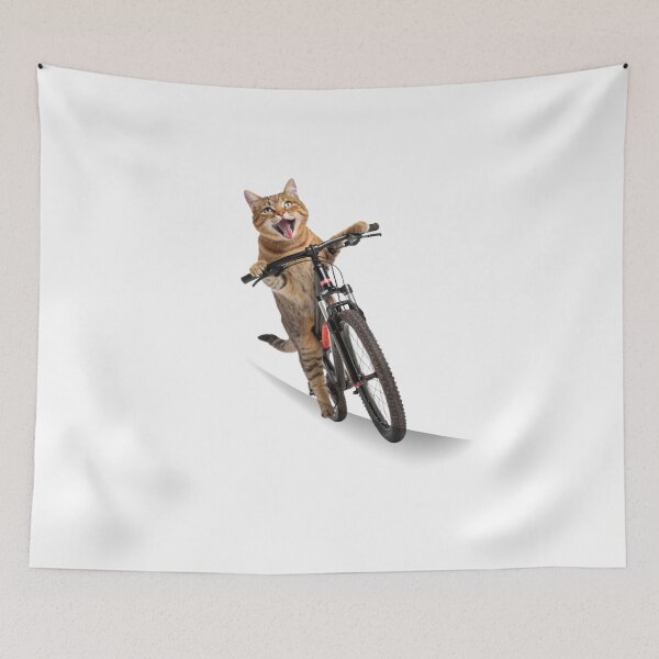 Item preview, "Cat Riding a Bicycle" Men's T-Shirt – Fun Kitten Wheelie Graphic & Eco-Friendly Fashion designed and sold by Colorful-Garden.