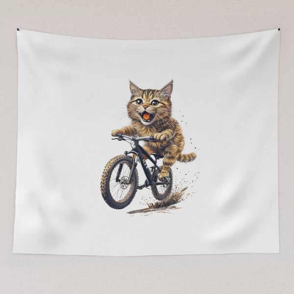 Item preview, "Cat Riding a Bicycle" Men's T-Shirt – Fun Kitten Wheelie Graphic & Eco-Friendly Fashion designed and sold by Colorful-Garden.