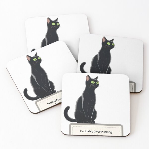 Item preview, Overthinking Cat Black Cat Overthinking Probably Overthinking Cat Anxious Cat designed and sold by Furry Paw  Prints.
