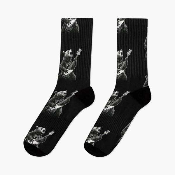 Item preview, Black-and-White Bear Playing Bass Guitar – Dynamic Rock & Music-Themed Design designed and sold by Colorful-Garden.