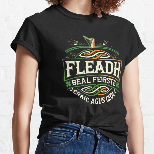 Vista previa del artículo con la obra «Fleadh Cheoil Béal Feirste, Festival de Música Irlandesa Fleadh de Belfast», diseñado y vendido por Urban-Celt.