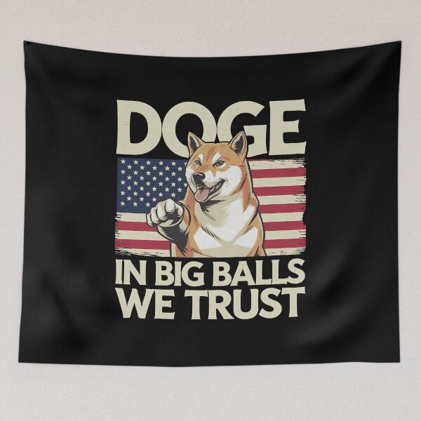 Item preview, Doge In Big Balls We Trust - This funny gift is perfect for meme lovers, cryptocurrency enthusiasts, Dogecoin fans, and those who enjoy bold, standout style. designed and sold by ZyziowskyArt.