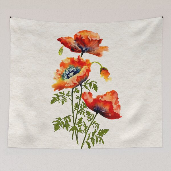 Artikelvorschau, ROTE MOHNBLUMEN AQUARELL, WILDFLUMEN-T-SHIRT FÜR DAMEN entworfen und verkauft von Danicus666.