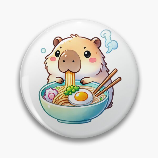Item preview, Capibara comiendo fideos ramen designed and sold by MellowPeach.