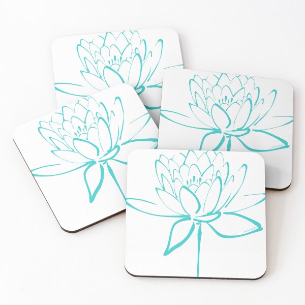 Item preview, Lotus Blossom Calligraphy Cyan designed and sold by Makanahele.