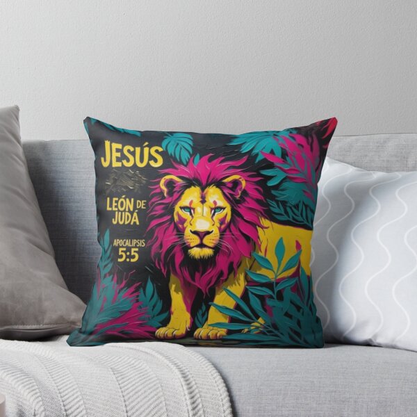 Item preview, Fauvist Lion of Judah Art – Spanish Bible "Jesús León de Judá" Apocalipsis 5:5 designed and sold by NombresDeJesus.