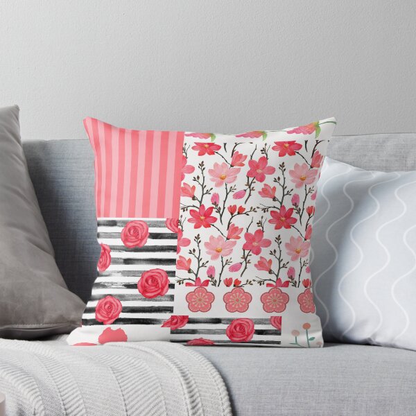 Item preview, Romantic Floral Pattern Collection – Pink Roses, Cherry Blossoms, and Stripes designed and sold by SheilasDigitalStudio.