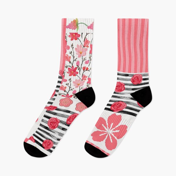 Item preview, Romantic Floral Pattern Collection – Pink Roses, Cherry Blossoms, and Stripes designed and sold by SheilasDigitalStudio.
