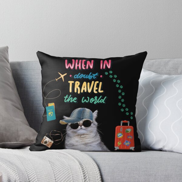 Item preview, When in Doubt, Travel the World" Cool Cat Adventure Design  designed and sold by TheBeeKindSpace.