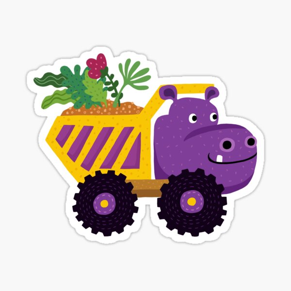 Item preview, a hippo dump truck carrying flowers designed and sold by G-calli.