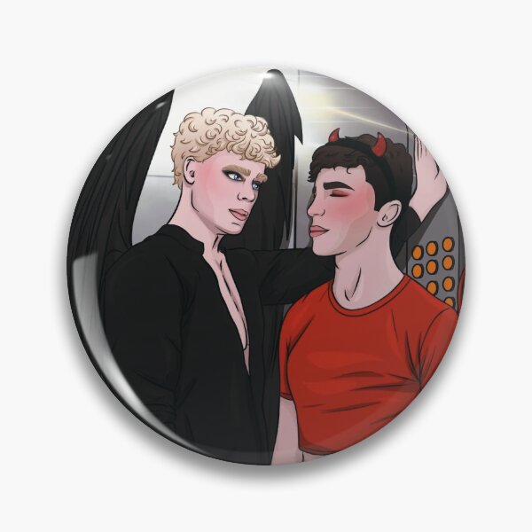 Item preview, Illustration of Luke and Marcus, protagonists of Offside, dressed as angel and demon on Halloween. designed and sold by OffsideBook.
