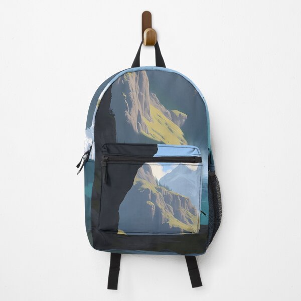 Item preview, Lone Warrior at the Edge of the World – A Mountainous Waterfall Scene designed and sold by somethingcreative.