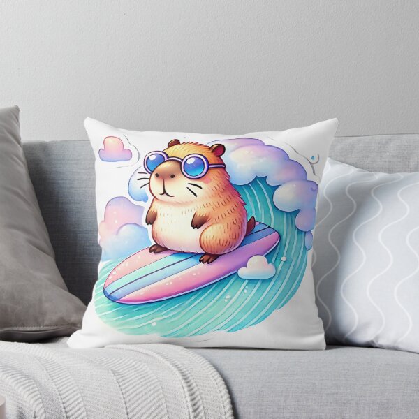 Item preview, Capybara surfing  designed and sold by MellowPeach.