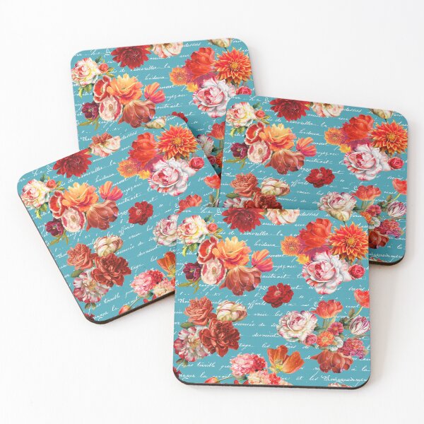 Item preview, French Coral on Teal designed and sold by Peggy Stanley.