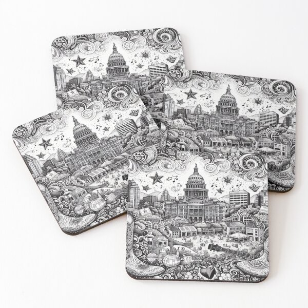 Item preview, Austin, Texas Unique Seamless Pattern | Trendy Aesthetic Prints for Fashion & Decor designed and sold by Imaginarium of Chaos falcon88 .