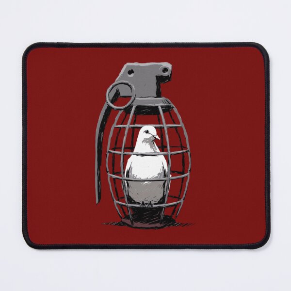 Item preview, A white dove sits inside a metal cage that is shaped like a hand grenade designed and sold by 123ks.